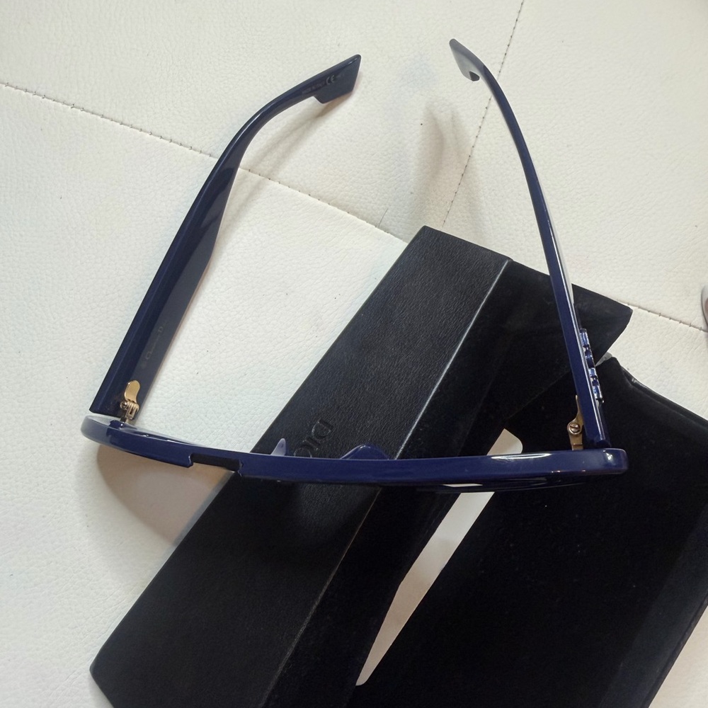 Authentic Dior Gold Logo Navy Blue Sunglasses - Picture 2 of 8